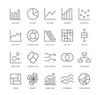 © GrandDesign - A set of vector icons representing various types of charts and graphs for data visualization and analytics, created in line style with editable stroke
