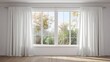 © Sopacha - Contemporary home window mockup featuring American pleat drapes