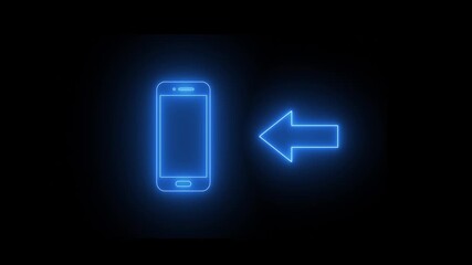 Neon glowing incoming call sign animation on black background.	
