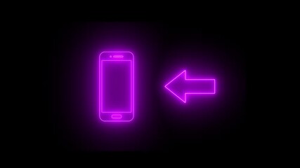 Neon glowing incoming call sign animation on black background.