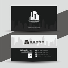 Elegant real estate business card template with a modern and professional design
