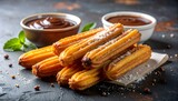 Spanische churros mit Schokoladensosse