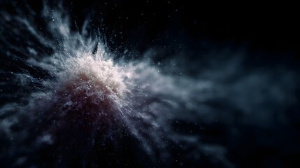 Wall Mural - Abstract cosmic explosion with bright particles and light flares against a dark background