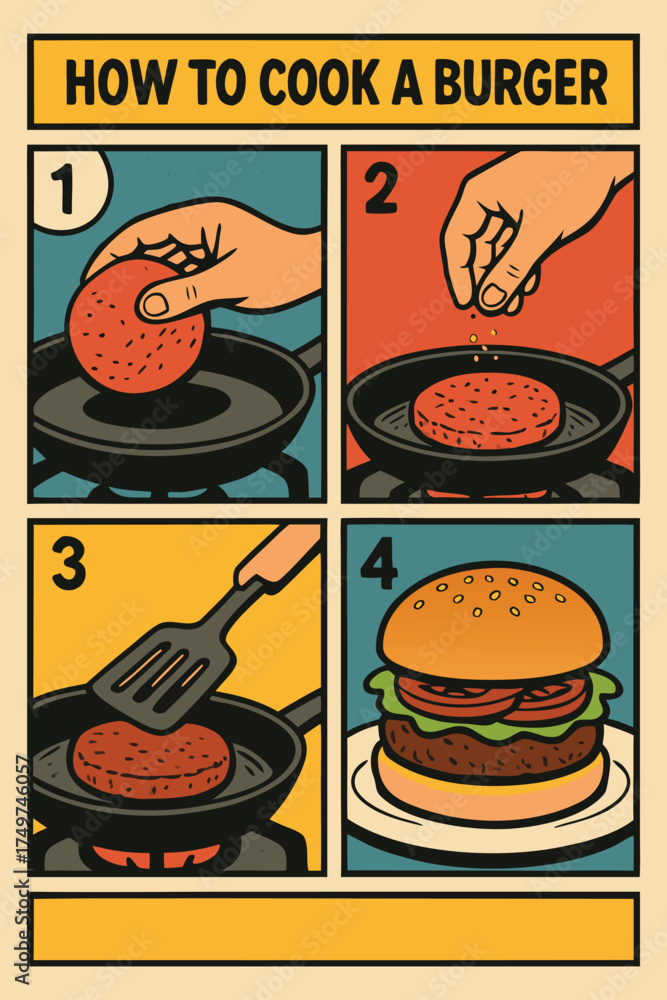 Burger Tutorial Step-by-step guide for cooking a delicious burger at home using simple ...