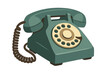 © typepng - Vintage rotary telephone communication device in teal color