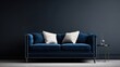 © Thinnawat - Elegant Blue Sofa with Decorative Cushions and Minimalist Decor