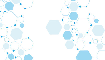 Science network pattern blue Hexagonal abstract background. Big Data Visualization structure elements . Health care and science medical pattern innovation. Template design with concept Dots and lines.