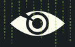 © Julia - Digital code on background an eye. Concept social control population. Digital technologies. Symbol totalitarianism, dictatorship, machiavellianism. Authoritarian regime. Flat vector illustration.