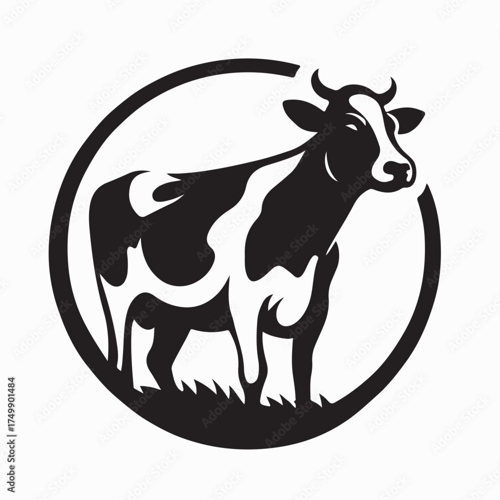 Vector logo of dairy cow for farm fresh milk and cream products Stock ...