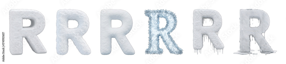 Winter Lettering R Winter letter R set including snow, ice, frost, and melting textures ...