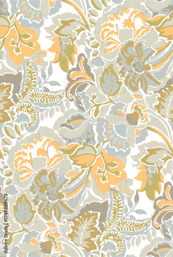 Tropical Patterns. Rectangular Tropical Seamless pattern with linear tropical leaves. Line art ...