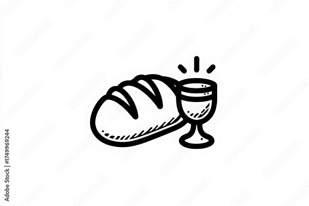 A loaf of freshly baked bread is placed next to a glass, likely holding a drink. This scene evokes a sense of comfort and simplicity, perfect for a cozy meal.