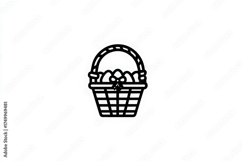 A decorative basket sits on a light background, filled with vibrant eggs. This scene evokes feelings of springtime celebrations and family gatherings, perfect for holiday festivities.