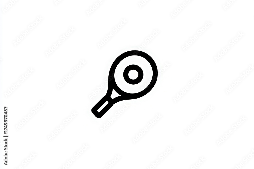 This design features a minimalist racket with a round head and a sturdy handle, representing a sports tool commonly used in games like tennis or badminton. The clean lines emphasize functionality.