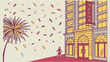 © Sadiya - Vibrant new year celebration background with falling confetti and stars