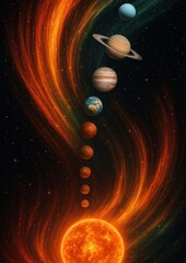 Wall Mural - Vibrant cosmic planets alignment