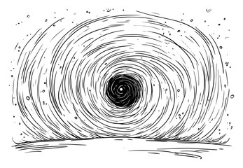 Wall Mural - Spiral Vortex Portal Sketch – dynamic swirling tunnel of energy hand‑drawn in bold ink lines illustration, abstract vector background