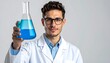 © aidliskndr - Scientist holding blue liquid in laboratory flask