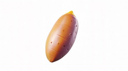 Three dimensional acorn shaped icon with an orange cap and brown body, rendered as a modern 3d object on a clean white background for UI design, branding and product visuals