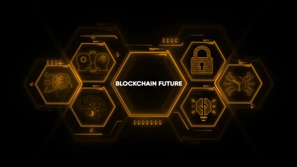 Blockchain Future Concept with Digital Icons and Hexagonal Network technology innovation