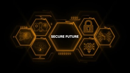 Secure Future Concept with Digital Icons and Hexagonal Network Design security technology