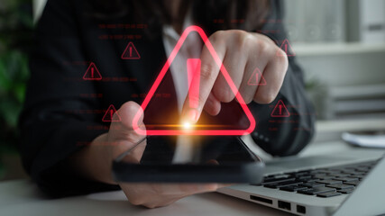 Cybersecurity alert warning showing red cyber for data breach, network threat, and cyber security system vulnerability with emphasis on security risk, caution, digital protection Latch