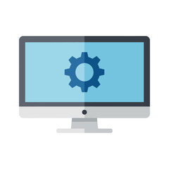 Computer Monitor with Gear Settings Icon