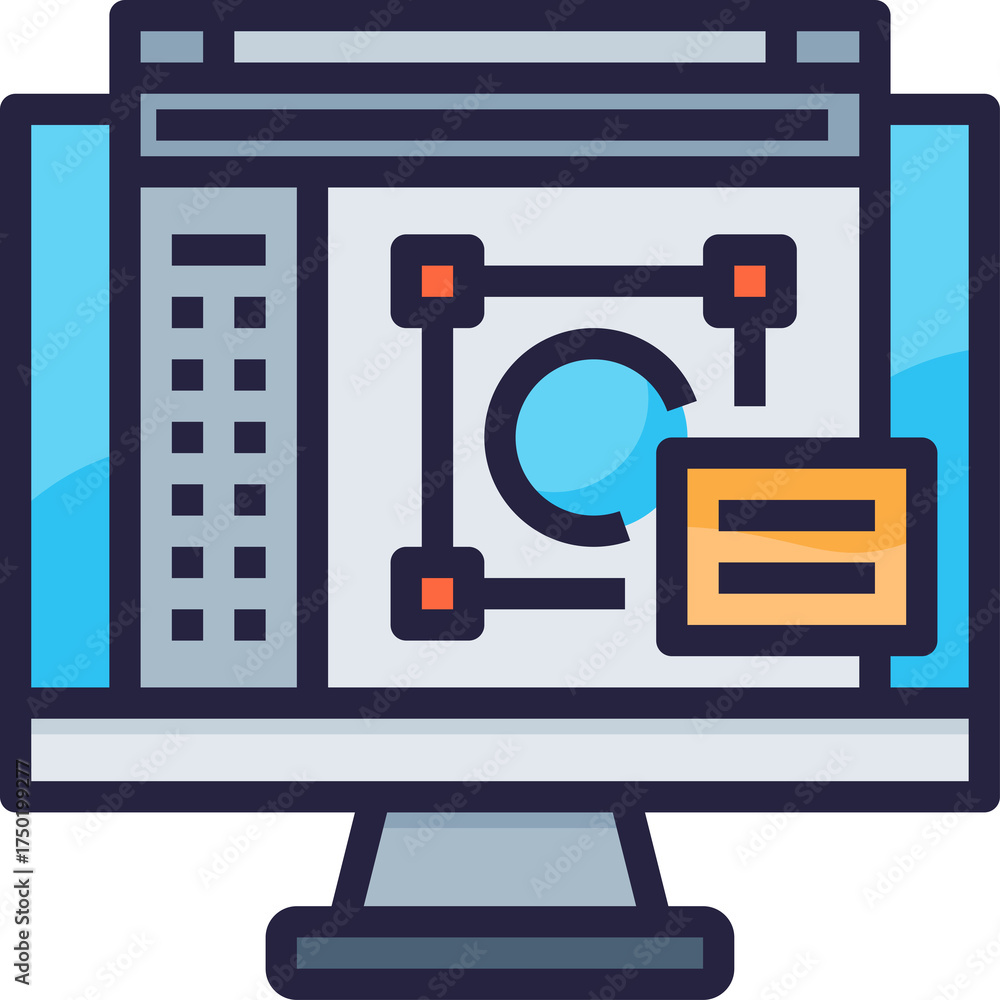 Computer Screen Displaying Graphic Design Software Interface With ...