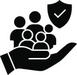 © SUMAIA - Hand Holding Group of People Under Shield Icon family