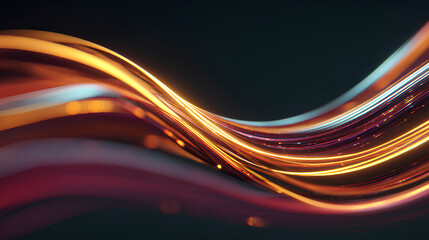 Wall Mural - Abstract grainy background with glowing colorful twisted lines and retro film effect. Stock Illustration