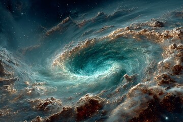 a spiral galaxy with a blue hole in the middle