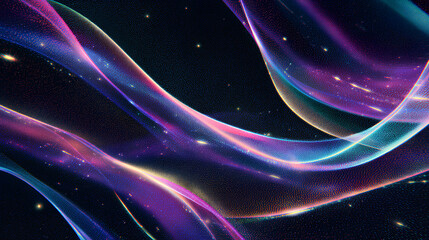 Wall Mural - Abstract grainy background with glowing colorful twisted lines and retro film effect. Stock Illustration