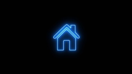 Wall Mural - neon line home icon. neon home button icon illustration, shiny symbol.