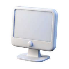 3d rendered white computer monitor display screen icon design, technology device, vector illustration isolated on transparent background