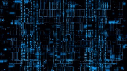 Wall Mural - Cybernetic Matrix: Digital Code Flowing in Blue Abstract Data Stream