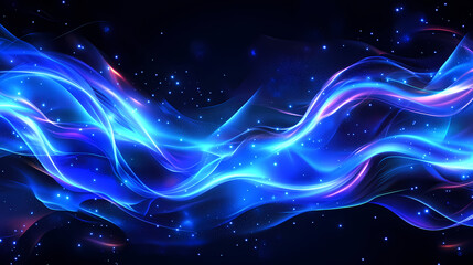 Wall Mural - Abstract Flowing Blue Light Waves