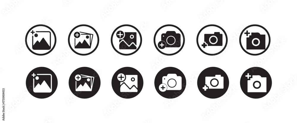 Add Photo Picture icon vector simple design, Gallery icon vector set ...