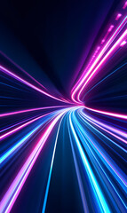 Wall Mural - Dynamic Neon Light Tunnel of Speed