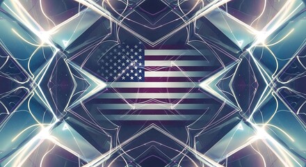 Canvas Print - Abstract American Flag Geometric Kaleidoscope symmetry