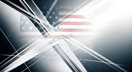 Canvas Print - Futuristic American Flag with Shattered Light Effects