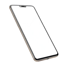 Realistic modern smartphone with white screen and slim design