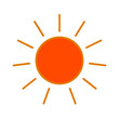 © MdMasud - A vibrant orange sun with radiating lines against a stark black background symbolizing warmth and energy in a simple graphic illustration