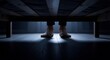 © Ahmdfadhilah - Halloween spooky night with bare feet peeking out from under the bed in a dark, mysterious room, evoking fear and suspense.