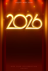 Wall Mural - glowing 2026 new year wishes poster with focus light effect