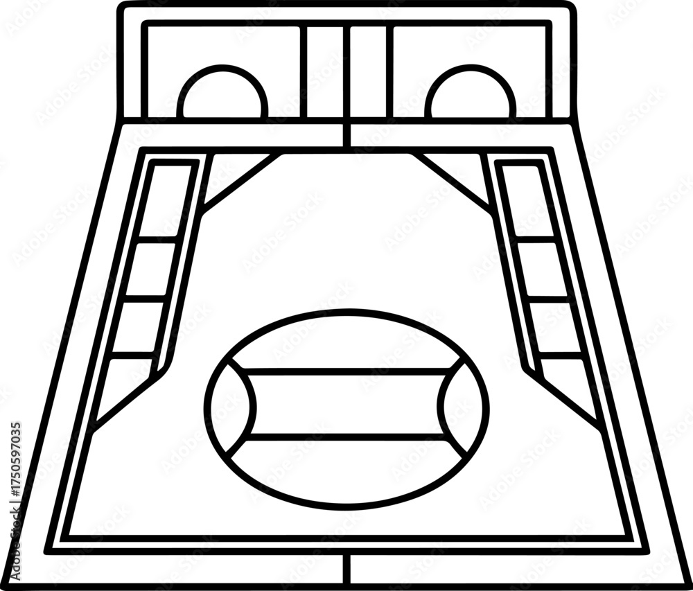 basketball court layout outline vector illustration line art Stock ...