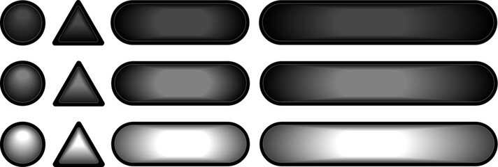 Buttons silver black isolated, shiny satin navigation button set for website.