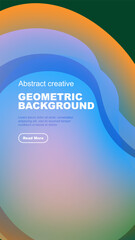 Wall Mural - Abstract geometric background features vibrant color gradients, flowing shapes, text, button. Modern design for digital projects.