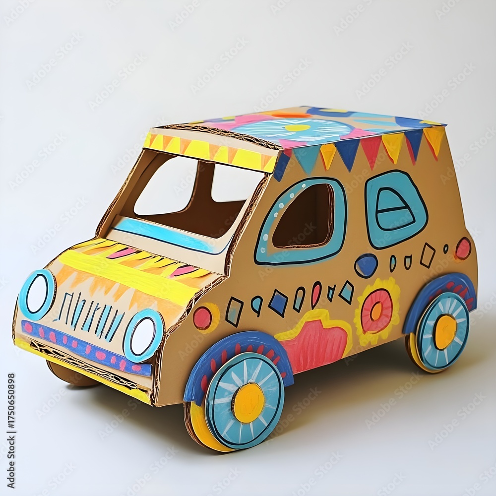 Creative cardboard car craft for kids indoor activity colorful ...
