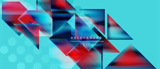 Wall Mural - Abstract geometric shapes, vibrant colors, turquoise background. Modern design elements create dynamic visual texture.