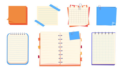 Wall Mural - Reminders, stickers notebook clippings, stationery, planner, Notes sheet, pages. bulletin paper, lined list set, notebook office or school blank notebook for homework and exercises. 